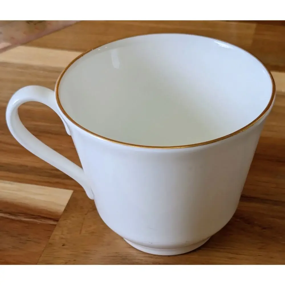 Vintage Colclough Fine Bone China Teacup & Saucer Set of 2 | White & Gold Trim